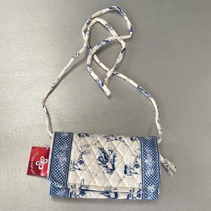 Toile print  quilted  wallet crossbody bag ( NEW )